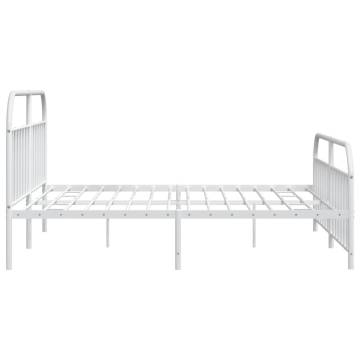 Elegant White Metal Bed Frame with Headboard & Footboard - 193x203 cm