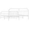 Elegant White Metal Bed Frame with Headboard & Footboard - 193x203 cm