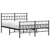 Robust Black Metal Bed Frame with Headboard & Footboard - 140x200 cm