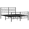 Robust Black Metal Bed Frame with Headboard & Footboard - 140x200 cm