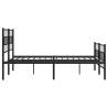 Robust Black Metal Bed Frame with Headboard & Footboard - 140x200 cm