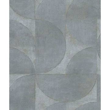 Noordwand Vintage Deluxe Wallpaper - Metallic Grey Circle Design