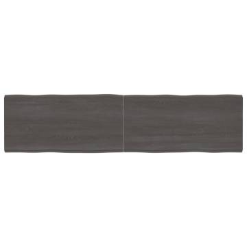 Table Top Dark Brown Solid Wood Live Edge - 200x50 cm