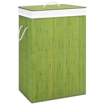 Bamboo Laundry Basket Green 72L - Stylish & Functional