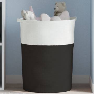 Stylish Black & White Storage Basket - Ø49x65 cm Cotton