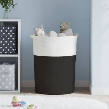 Stylish Black & White Storage Basket - Ø49x65 cm Cotton