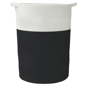 Stylish Black & White Storage Basket - Ø49x65 cm Cotton