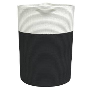 Stylish Black & White Storage Basket - Ø49x65 cm Cotton