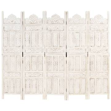 Hand Carved 5-Panel Room Divider - Solid Mango Wood | Hipo Market