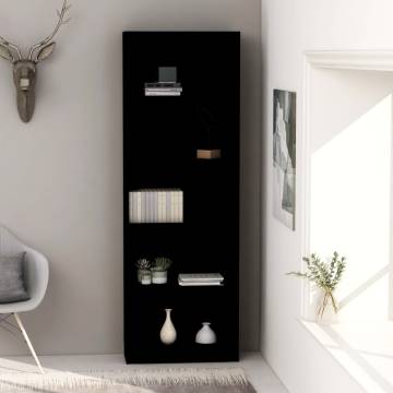 5-Tier Black Book Cabinet | Stylish Engineered Wood Storage