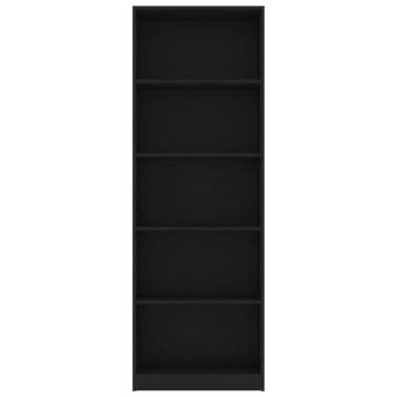 5-Tier Black Book Cabinet | Stylish Engineered Wood Storage