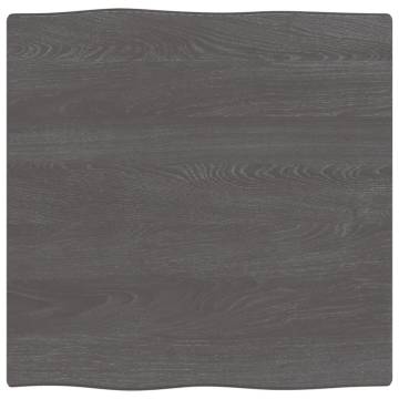 Dark Brown Solid Oak Live Edge Table Top - 60x60x2 cm