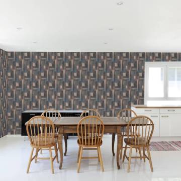 DUTCH WALLCOVERINGS Wood Wallpaper Blue and Brown - Stylish Decor