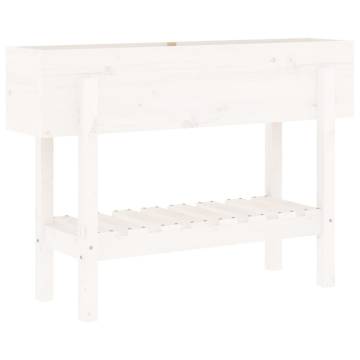 Garden Raised Bed White 101x30x69 cm - Solid Pine Wood