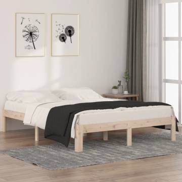 Solid Wood Pine Bed Frame 140x190 cm - Modern & Sturdy