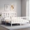 Bed Frame with Headboard White 160x200 cm Solid Wood Colour white Size 160 x 200 cm 