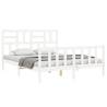 White Bed Frame with Headboard - 160x200 cm Solid Wood