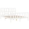 White Bed Frame with Headboard - 160x200 cm Solid Wood