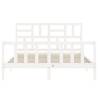 White Bed Frame with Headboard - 160x200 cm Solid Wood