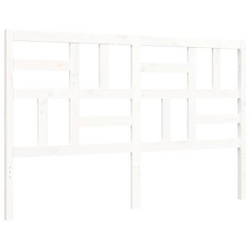 White Bed Frame with Headboard - 160x200 cm Solid Wood