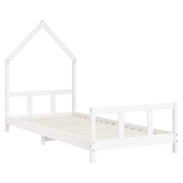 Kids Bed Frame White 90x190 cm - Solid Pine Wood