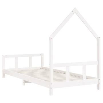 Kids Bed Frame White 90x190 cm - Solid Pine Wood