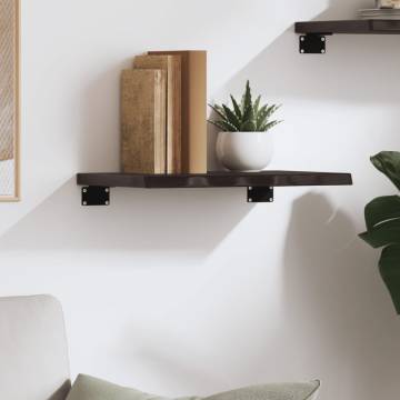 Wall Shelf Dark Brown - Solid Oak Wood 40x20x2 cm | Hipomarket