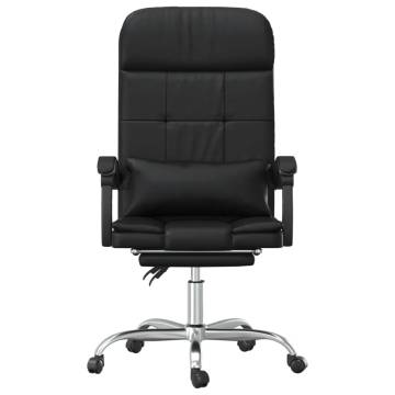 Massage Reclining Office Chair - Black Faux Leather Elegance