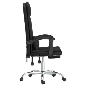 Massage Reclining Office Chair - Black Faux Leather Elegance