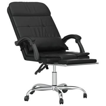 Massage Reclining Office Chair - Black Faux Leather Elegance