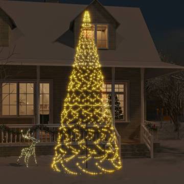 Christmas Tree on Flagpole - 1400 Warm White LEDs - 500 cm