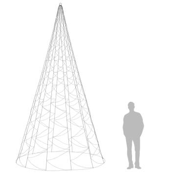 Christmas Tree on Flagpole - 1400 Warm White LEDs - 500 cm