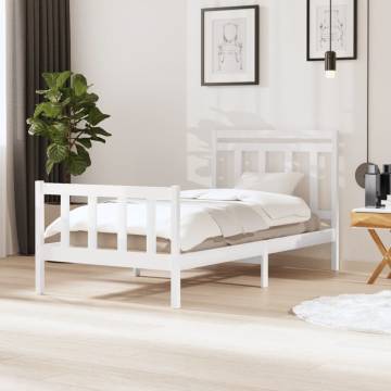 White Solid Wood Bed Frame 100x200 cm for Your Bedroom