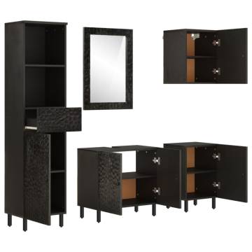 5 Piece Bathroom Cabinet Set - Solid Mango Wood - Stylish Storage