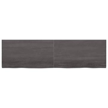 Wall Shelf Dark Brown - Treated Solid Oak Wood | Hipo Market