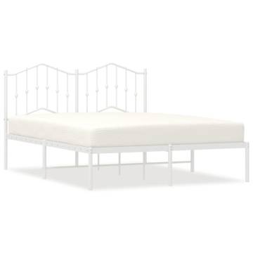 Metal Bed Frame with Headboard White 140x200 cm | HipoMarket