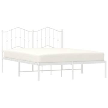 Metal Bed Frame with Headboard White 140x200 cm | HipoMarket