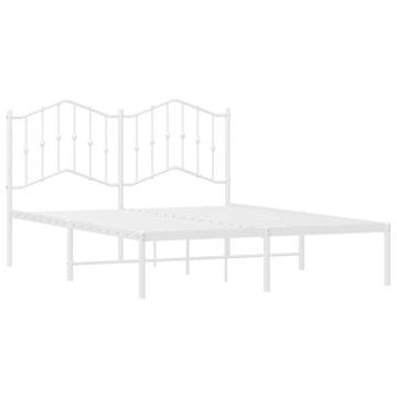 Metal Bed Frame with Headboard White 140x200 cm | HipoMarket