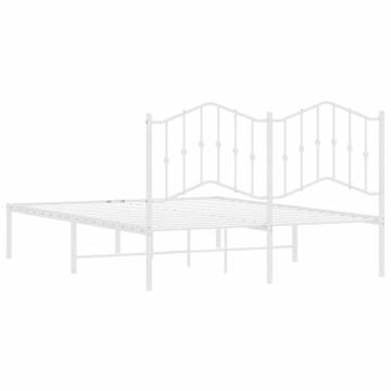 Metal Bed Frame with Headboard White 140x200 cm | HipoMarket