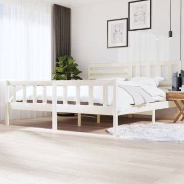 White Solid Wood Bed Frame 200x200 cm | Stylish & Durable