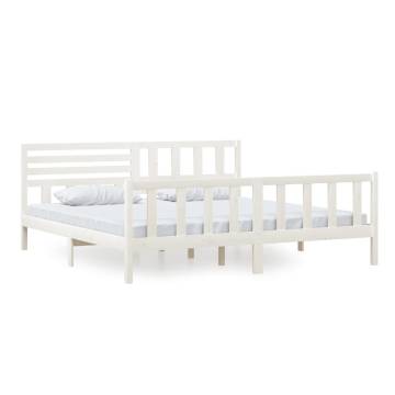 White Solid Wood Bed Frame 200x200 cm | Stylish & Durable