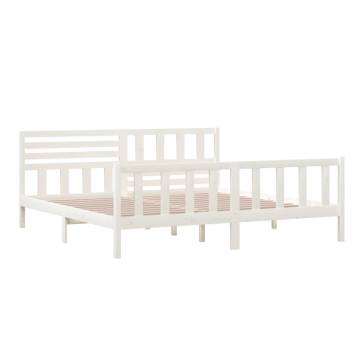 White Solid Wood Bed Frame 200x200 cm | Stylish & Durable