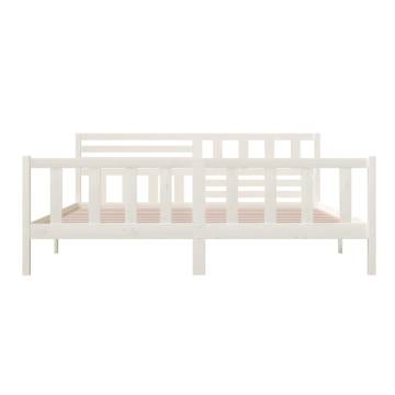 White Solid Wood Bed Frame 200x200 cm | Stylish & Durable