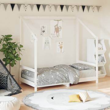 Kids Bed Frame White 80x160 cm - Solid Pine Wood Design