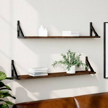 Brown Oak Wall Shelves - Set of 2 | Stylish Storage Solution