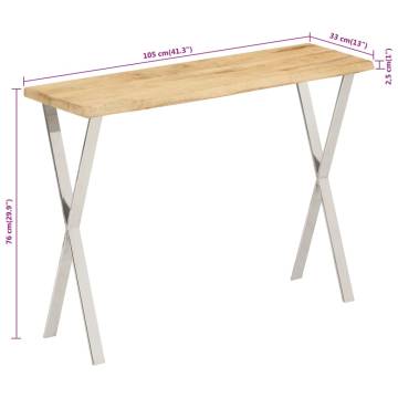 Console Table with Live Edge - Solid Wood Mango | Hipomarket