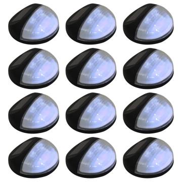 Outdoor Solar Wall Lamps LED - 12 pcs Round Black | HipoMarket