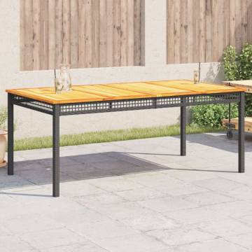 Garden Table Black 180x90 cm - Poly Rattan & Acacia Wood