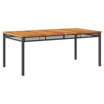 Garden Table Black 180x90 cm - Poly Rattan & Acacia Wood