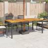 Garden Table Black 180x90 cm - Poly Rattan & Acacia Wood